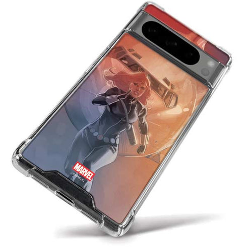 Marvel Black Widow Running Google Pixel 8 Pro Clear Case